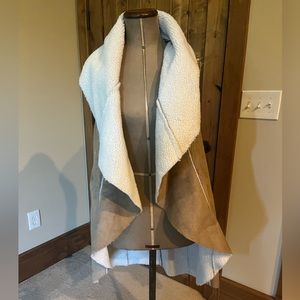 Faux suede drape vest